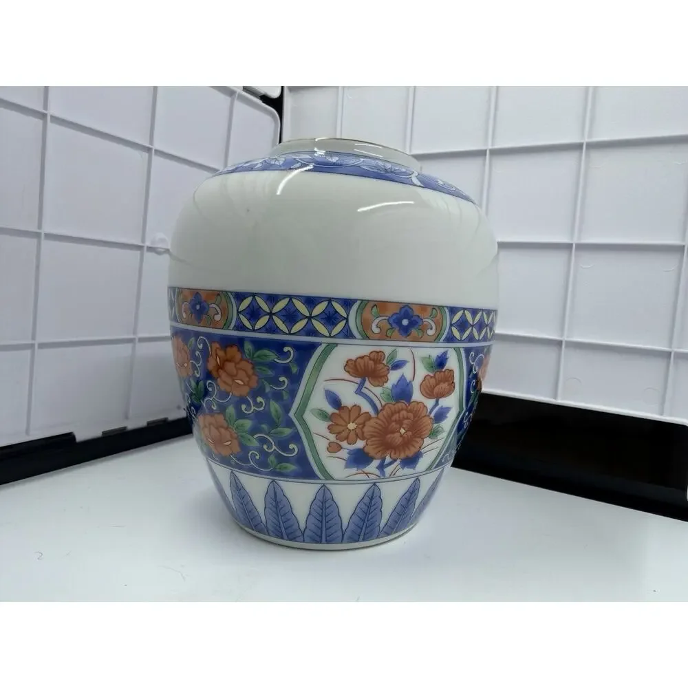 Vintage Tiffany & Co. Japan Style Imari Floral Vase - Peony Sometsuke, Gold Rim